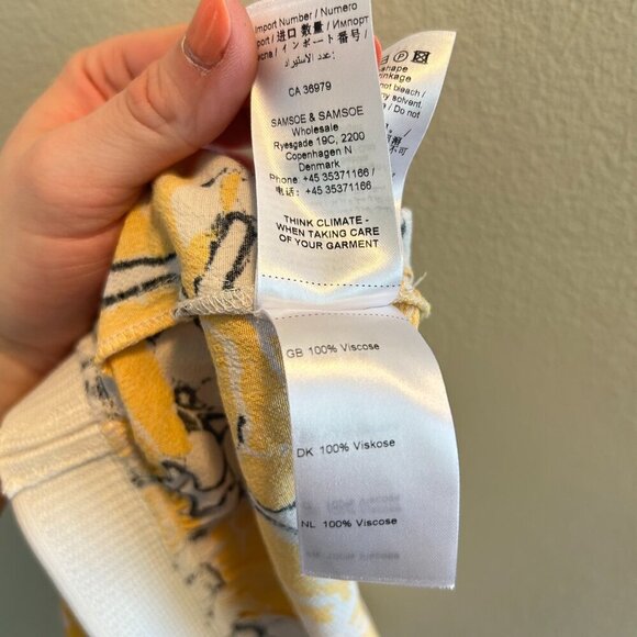 Samsoe Samsoe Nessie Shorts Womens Size XS Yellow White Floral Pockets Elastic - Picture 8 of 9